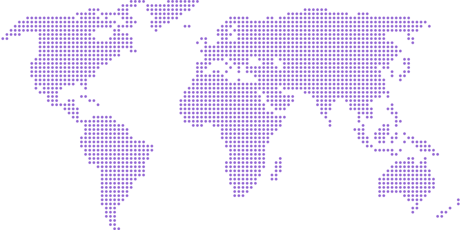world map graphic made out of light purple dots